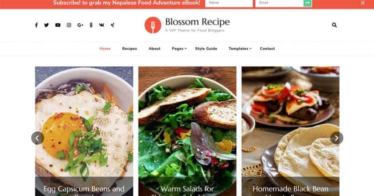 Blossom Recipe Pro Food Bloggers WordPress Theme