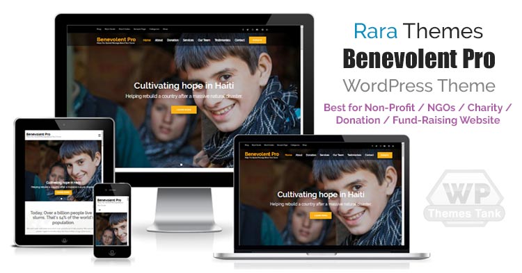 Download RaraThemes - Benevolent Pro WordPress Theme for all charity, Non-profit organization, churches, donation or fund-raising campaign websites